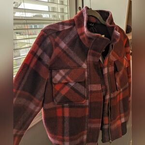 Marled Wool Blend Coat in Burgundy and Rust